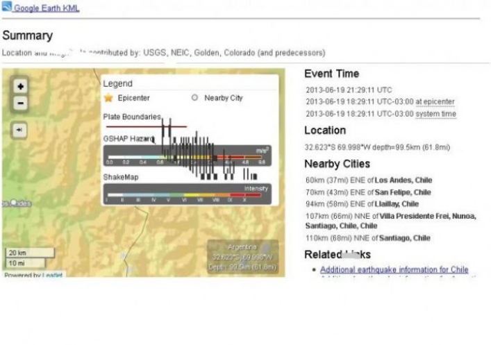 foto: Un fuerte sismo de 5,4º Richter en el límite entre Chile y Mendoza